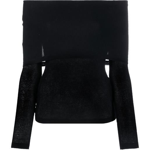 Burberry top a coste con spalle scoperte - nero