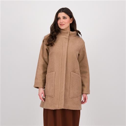 Olly Doo cappotto in morbido bouclé battuto con collo alto