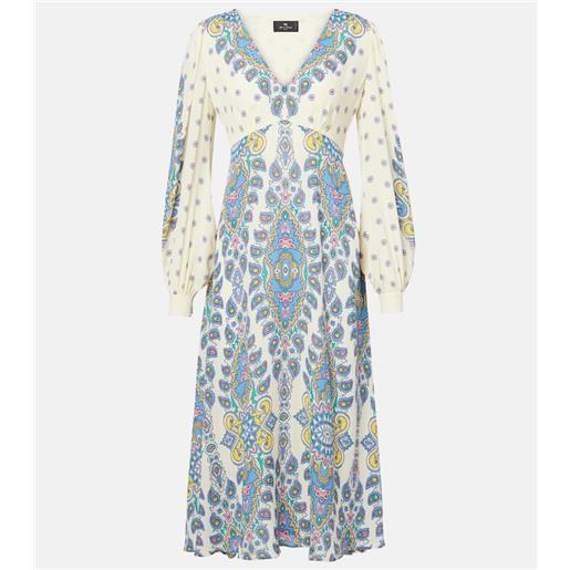 Etro abito midi in crãªpe de chine con stampa