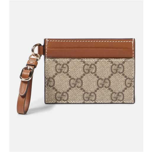 Gucci portacarte gg canvas rifinito in pelle