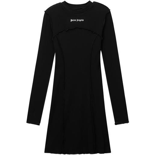 Palm Angels abito corto a coste con logo - nero
