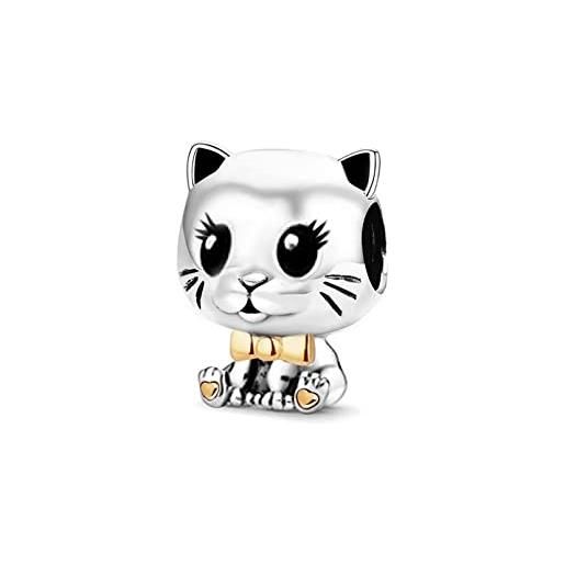 FGT charm per ragazze e donne, per gatti, per bracciali, collane, ciondoli, compatibile con braccialetti pandora, idea regalo per figlia, festa della mamma, zirconia cubica, nessuna pietra preziosa