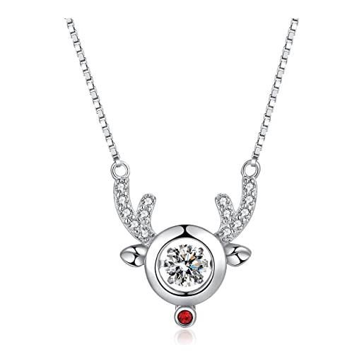 AVFORA S925 Collana Con Ciondolo A Forma Di Cervo Maschio E - Foto 5