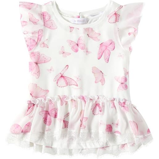 Monnalisa top butterflies in georgette con volant