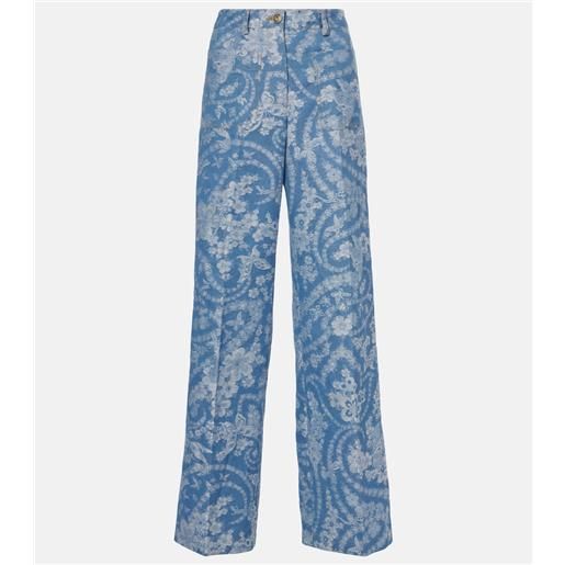 Etro pantaloni a gamba larga in cotone e lino