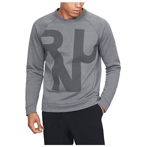 Under Armour run performance fleece crew felpa, uomo, grigio, md