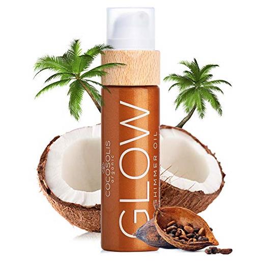 COCOSOLIS glow olio illuminante corpo - bio oil - olio abbronzante corpo e viso - ingredienti naturali biologici - profumo ai biscotti (110 ml)