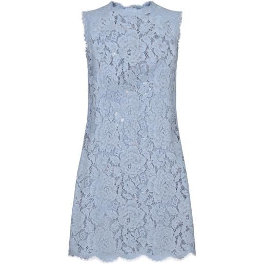 Dolce & Gabbana abito corto dna con pizzo a fiori - blu
