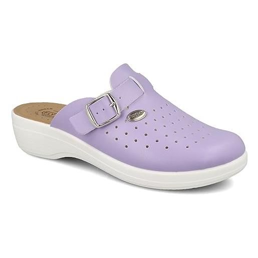 Fly Flot | color professional, pantofole donna con cinturino regolabile, ciabatta con tomaia e sottopiede in evopell, bianco, 35