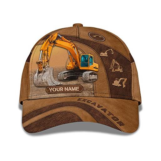 Generic cappellino visiera 3d printed customizable excavator bulldozer cappello uomo taglia unica cappello da baseball cotone berretto da baseball per ragazzi, ragazze, golf