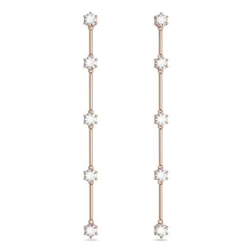 Swarovski constella orecchini pendenti, con zirconia Swarovski a taglio tondo, placcati in tonalità oro rosa, bianco