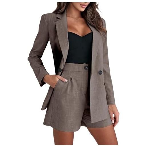 Generic costumi da bagno completi da donna in lino con pantaloncini giacche eleganti un must have per abito casual pantaloni abiti da donna plus, marrone, s