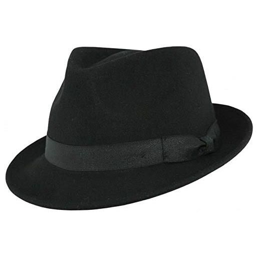 MAZ ukunique elegante cappello trilby 100% lana impermeabile e schiacciabile realizzato a mano con fascia in grosgrain di alta qualità elegante cappello trilby fedora alla moda perfetto nero 7 1 4