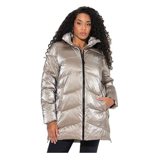 Ulla Popken giacca trapuntata dal taglio lungo e svasato con zip sull'orlo e collo alto argento 46+ 834329131-46+