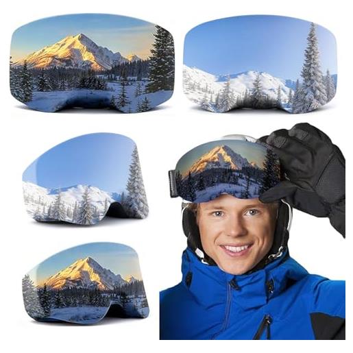 KOSTOO Custodia Protettiva In Lycra, Per Occhiali Da Sci, Mantiene Le Lenti Pulite E Graffiate, Regalo Per Gli Amanti Dello Sci (nero