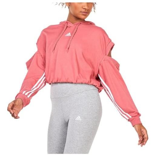 Adidas w hyglm hd swt hc8817 non sports specific felpa con cappuccio nera da donna, wonred/bianco, xl