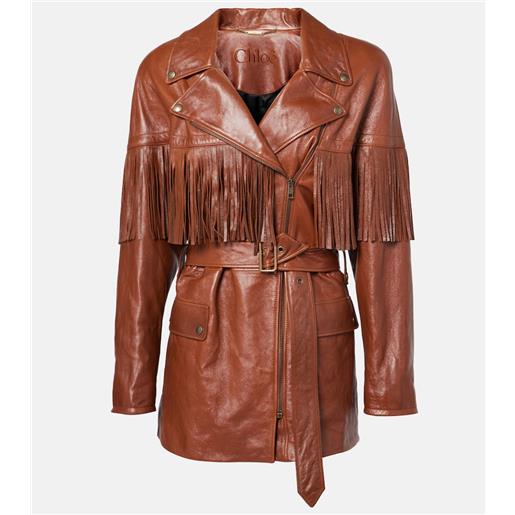 Chloe chloã© giacca in pelle con frange