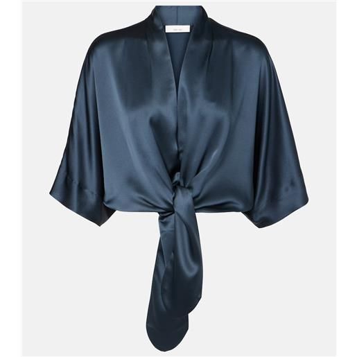 The Sei blusa in raso di seta con ruches