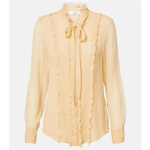 Chloe chloã© blusa in crãªpon di seta con volant