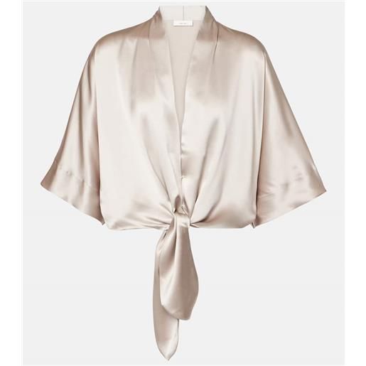 The Sei blusa in raso di seta con ruches