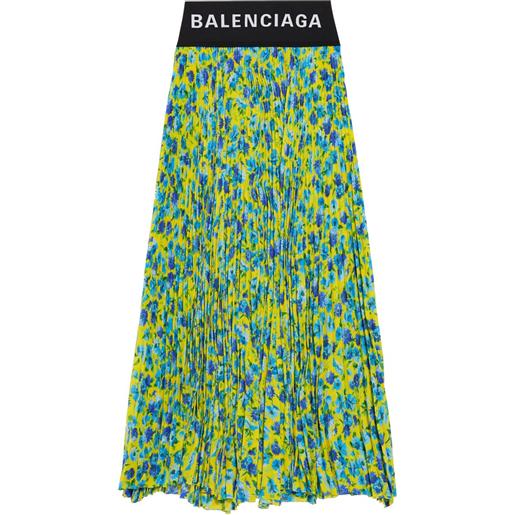 Balenciaga gonna midi a fiori - blu