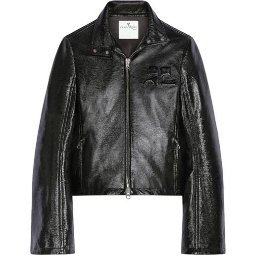 Courrèges giacca con logo goffrato - nero