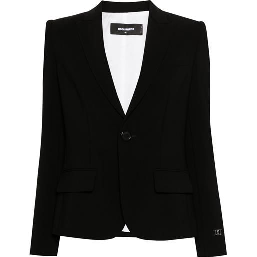 DSQUARED2 blazer monopetto con placca logo - nero