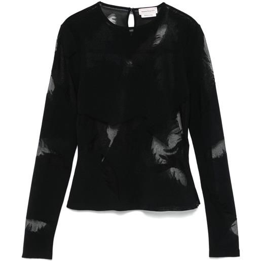 Alexander McQueen blusa con piume - nero