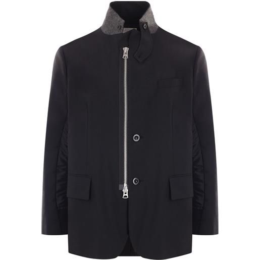 sacai blazer a collo alto - nero