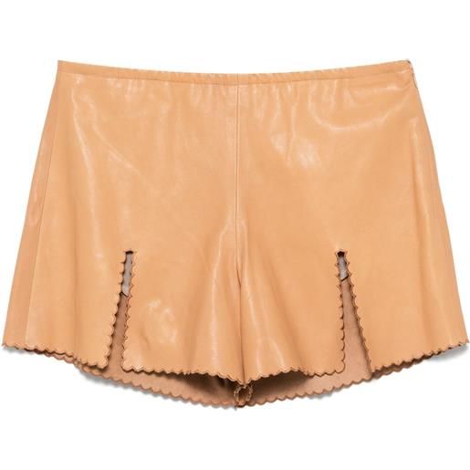 Blumarine shorts in pelle - toni neutri