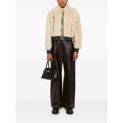 ZIMMERMANN pantaloni a gamba ampia in pelle - marrone