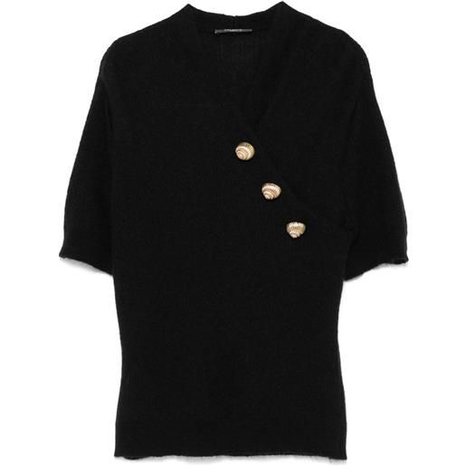 Balmain top con abbottonatura goffrata - nero