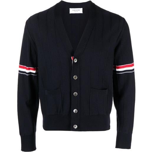 Thom Browne cardigan con scollo a v rwb - blu