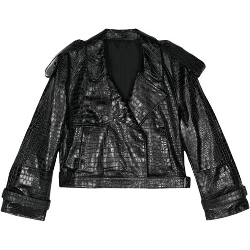 Salvatore Santoro giacca biker con effetto coccodrillo - nero
