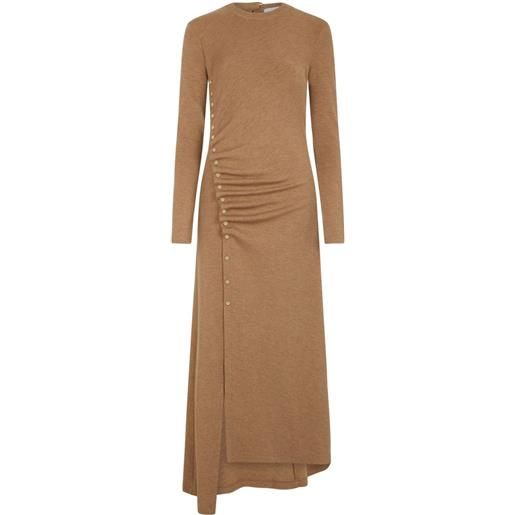 Rabanne abito asimmetrico a maniche lunghe - marrone