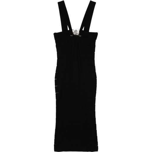 Genny abito midi con spacco semi trasparente - nero