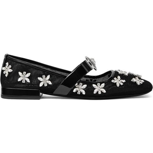Versace ballerine gianni ribbon con cristalli - nero