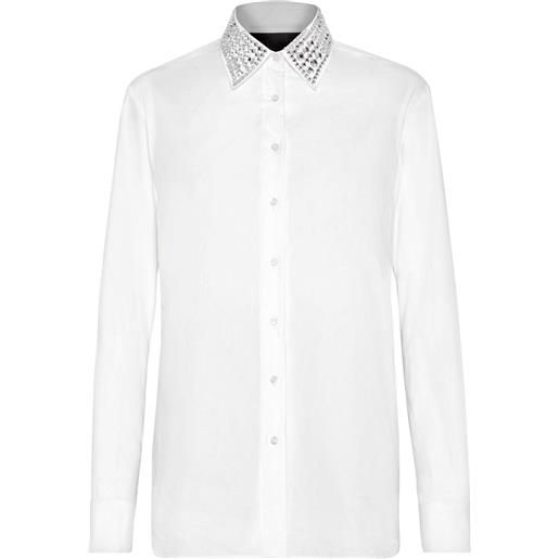Philipp Plein camicia con cristalli - bianco