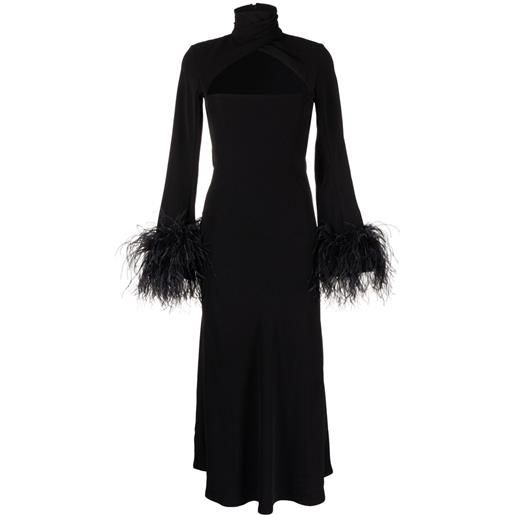 16Arlington abito midi odessa con piume - nero