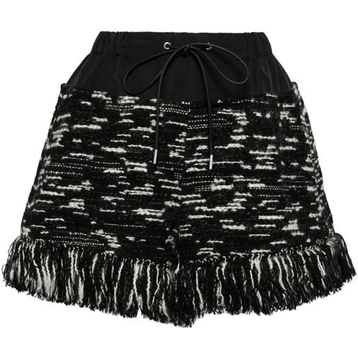 sacai shorts con frange - nero