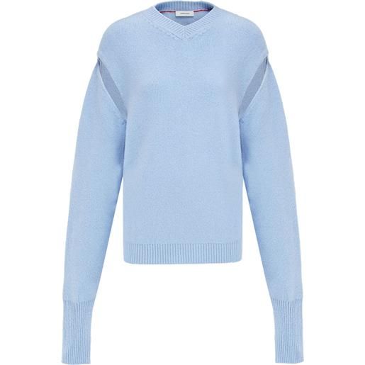 Ferragamo maglione a strati in cashmere - blu