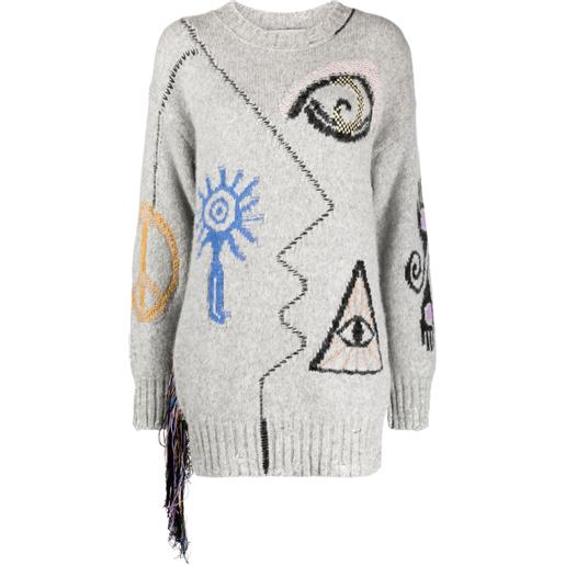 Stella McCartney maglione folk con ricamo - grigio