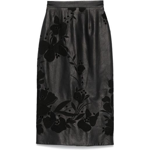 Elie Saab gonna lunga con ricamo - nero