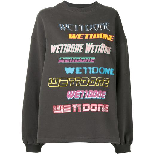 We11done felpa con logo - grigio