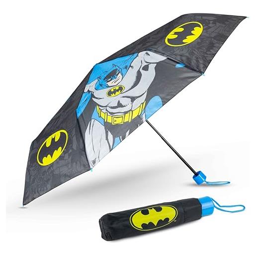 BONNYCO ombrello pieghevole batman. Mini ombrello antivento nero con struttura rinforzata. Ombrellino piccolo per borsa, zaino, viaggio. Ombrellino pioggia bambino bambina, regali originali bambini
