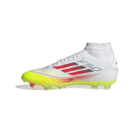adidas f50 league mid football boots fg/mg women, scarpe da calcio donna, cloud white/lucid red/solar yellow, 37 1/3 eu