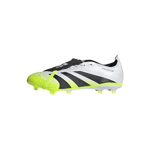 adidas predator league fold-over tongue firm multi ground football boots, scarpe da calcio unisex-adulto, cloud white/core black/lucid lemon, 48 eu