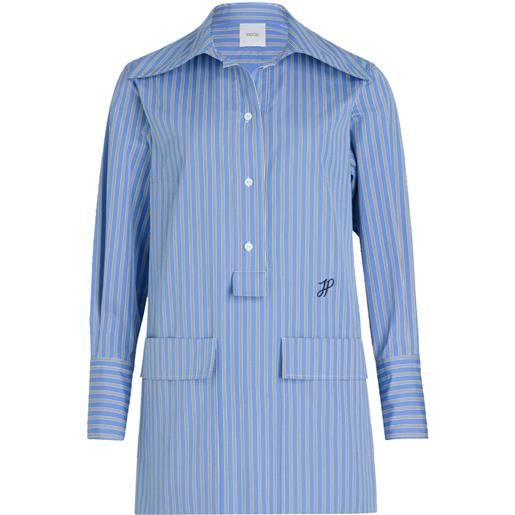 Patou chemisier corto in popeline - blu