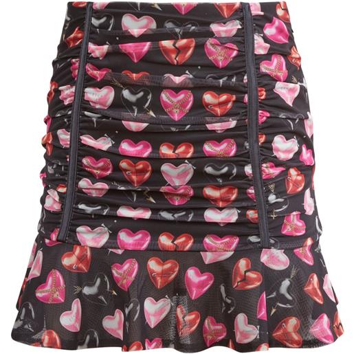 Fleur Du Mal minigonna con stampa cuore - nero