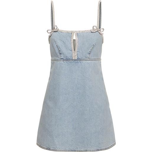 SELF-PORTRAIT vestito corto in denim con perle
